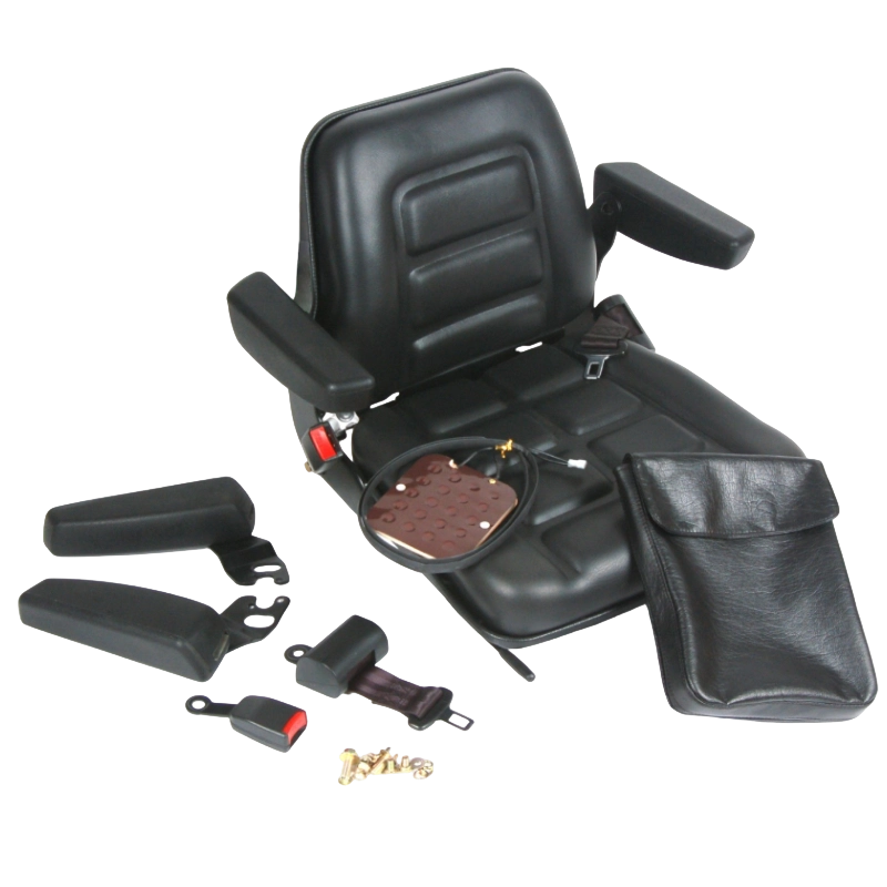 BF1-1 kestävä ergonominen sertifioitu haarukkatrukin istuin polttotrukeille mustalla vinyylillä